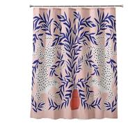 ZWCSHUU Rideau Douche Rideau de Douche, Rideau Salle Bain, léopard Tropical, Faune, Moderne Rose esthétique Phase Lune Bleu Floral(NEW04944,210x180cm-82x70in)
