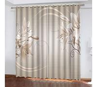 ZWEBY 2 Pièces Rideaux Rideau Occultant 3D Lys De La Mode Motif Rideaux Oeillets Salon Moderne Thermique Isolant Anti Froid L 140 X H 160 cm pour Chambre Cuisine Décoration