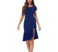 ZWEBY Costume de Danse du Ventre Femmes Latin Dance de Salon de Bal Robe Professionnelle en Dentelle de Dentelle (Couleur : Royal Blue, Size : XXL)