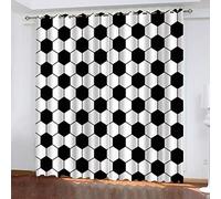 ZWEBY Rideaux Occultants d'enfant 3D Hexagone Géométrique Noir Et Blanc Imprimé, Rideaux A Oeillets - Isolant Thermique Et Acoustiques, 100% Polyester L 200 X H 200 cm Lot De 2 Panneaux