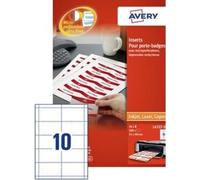 Zweckform AVERY Inserts imprimables pour badg es, 55 x 86 mm, blanc (7217418)