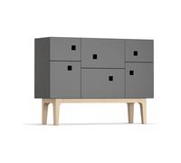 Zweed Armoire Peep C2 slate grey. chêne pigmenté blanc