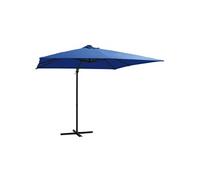 Vidaxl Parasol Déporté Avec Led Et Mât En Acier 250x250 Cm Bleu Azuré