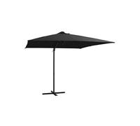 Vidaxl Parasol Déporté Avec Led Et Mât En Acier 250x250 Cm Noir Noir