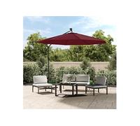 vidaXL Zweefparasol met LED en stalen paal wijnrood313780 Rouge G
