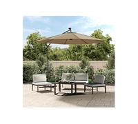 Zweefparasol met LED-verlichting stalen paal 300 cm taupe44522