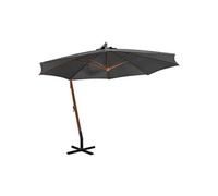 Parasol de Jardin Suspendu avecMât Pare-soleil Noir Bois de Sapin Massif vidaXL
