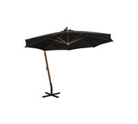 Zweefparasol met paal 3,5x2,9 m massief vurenhout zwart313772