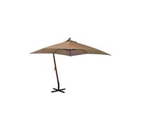 Parasol Suspendu Avec Mât Taupe 3x3 M Bois De Sapin Massif Yueyinnkeji