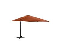 Vidaxl Parasol Déporté Avec Mât Et Lumières Led Terre Cuite 250 Cm