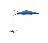 Vidaxl Parasol Déporté Avec Mât Et Lumières Led Bleu Azuré 300 Cm Bleu