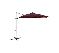 vidaXL Parasol déporté avec mât et lumières LED Rouge bordeaux 300 cm