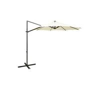 Zweefparasol met paal en LED-verlichting 300 cm zandkleurig312336