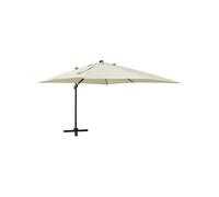 Zweefparasol met paal en LED-verlichting 300 cm zandkleurig312344