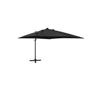 Vidaxl Parasol Déporté Avec Mât Et Lumières Led Noir 300 Cm Noir