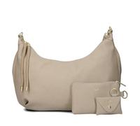 Zwei LOLA LO140 Sac à bandoulière extensible pour femme avec fermeture éclair (16-18 litres) Ensemble 3 pièces Sac à bandoulière avec portefeuille et porte-clés, sable, Taille unique