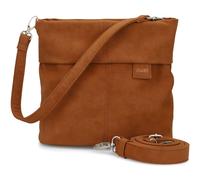 Zwei Mademoiselle.M M8 Sac à bandoulière pour femme en cuir synthétique avec compartiment secret et compartiment principal avec fermeture éclair, bandoulière courte et longue amovible (nubuk-cognac)