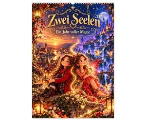 Zwei Seelen - Ein Jahr voller Magie (Wandkalender 2027 DIN A2 hoch), CALVENDO Monatskalender: Eine magische Reise für Kinder und Familien. Zwölf ... Verbindung zur Feenwelt entdeckt.