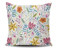 Zweig Housse Coussin Fleurs Colorées Housses De Coussin Canapé Coussins Décoratifs Motif Canapé en Lin pour Canapé Salon Chambre Taie Oreiller D'Extérieur