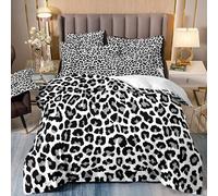 Zweig Housse De Couette Léopard Gris Parure De Lit 2 Personne,Avez Fermeture Éclair, 2 Taie d'oreiller, Microfibre Coton,3 Pieces,King,Facile d'entretien, Douce Et Confortable260X240