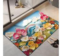 Zweig Tapis De Bain Antiderapant Fleurs Colorées Absorbant Tapis De Bain Antidérapant,Diatomite Tapis De Douche Séchage Rapide,Tapis De Sortie De Douche,pour Portes De Salle De Bain,Salon