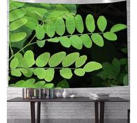 Zweig Tenture Murale Feuilles Vertes Hanging Tapisserie, Decoration Chambre Tissu, Drap Mural Tissus Mural Pour Chambre Salon Dortoir Murale95X73Cm
