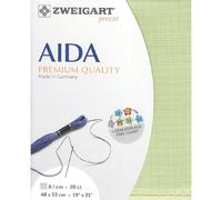 Zweigart AIDA Precut 20 carats Aida 3326 Tissu de couture extra fin pour point de croix Vert sauge 6083 48 x 53 cm