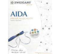 Zweigart AIDA precut 20 ct Toile Aïda extra fine 3326 Couleur 1369 Sparkle Tissu artisanal pour point de croix 48 x 53 cm