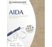 Zweigart AIDA precut 20 ct Toile Aïda extra fine 3326 Couleur 3009 Vintage Tissu artisanal pour point de croix 48 x 53 cm