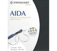Zweigart AIDA precut 20 ct Toile Aïda extra fine 3326 Couleur 7026 Anthracite Tissu artisanal pour point de croix 48 x 53 cm