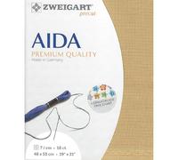 Zweigart AIDA Precut 3793 Toile Aïda fine 18 carats Couleur 3040 Sable Pour point de croix 48 x 53 cm