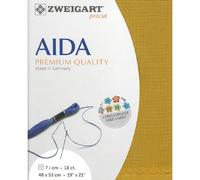 Zweigart AIDA Precut 3793 Toile Aïda fine 18 carats pour point de croix Couleur 3008 curry 48 x 53 cm