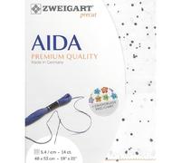 Zweigart AIDA precut Toile Aïda 14 carats Motif étoile 3706 Couleur 1329 Blanc et gris Pour point de croix 48 x 53 cm
