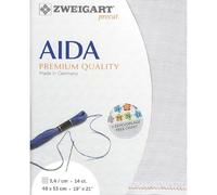 Zweigart AIDA precut Toile Aïda 14 carats Motif étoile 3706 Couleur 7011 Gris clair Tissu artisanal pour point de croix 48 x 53 cm