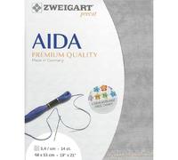 Zweigart AIDA Precut Toile Aïda 14 carats Motif étoile 3706 Couleur 7729 Gris vintage Pour point de croix 48 x 53 cm