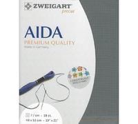 Zweigart AIDA precut Toile Aïda fine 18 carats 3793 Couleur 7107 Anthracite 48 x 53 cm