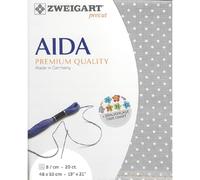 Zweigart AIDA Precute Toile Aida extra fine 20 ct 3326 Couleur 7349 Gris à pois 48 x 53 cm