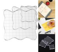 Zwenjuan Blocs de Tampons Acrylique,3 pièces Bloc de Tampon Transparent,5/7.5/10cm Stamp Bloquer,Bloc Acrylique pour Tampon avec des Lignes de Grille,pour Album Photo de Scrapbooking de Tampon