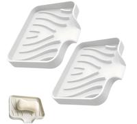 Zwenjuan Porte-Savon en Silicone Blanc avec Drainage,2 pièces Boîte à Savon Auto-Drainante Garde Savon Sec,Support Antidérapant 12x10 cm pour Douche et Salle de Bain