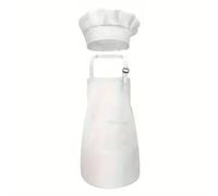 Zwenjuan Tablier Blanc,1 Set Tablier et Chapeau Chef Pour Enfants,Réglables Tabliers de,Pour Filles Garçons,Bambin Tabliers de Cuisine de Jardin,Tabliers en Coton pour Cuisson