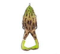 ZWEquipint Appât souple en forme de grenouille avec hélice rotative de 9 cm, 13,6 g avec deux crochets, leurre flottant 3D réaliste pour la pêche au bar, au brochet, vert jaune (corps jaune vert)