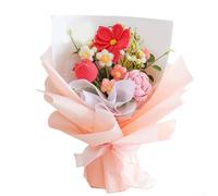 ZWEquipint Bouquet de fleurs crochetées à la main, roses et tournesols artificiels faits à la main pour anniversaires, remises de diplômes, fête des mères, décoration d'intérieur éternelle (rose-A)