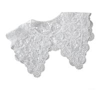 ZWEquipint Col en dentelle détachable avec bouton perlé - Accessoire élégant pour robes - Haut réglable en polyester doux et léger pour superposition (K)
