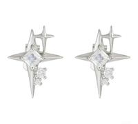 ZWEquipint Ensemble de bijoux en cuivre pour écouteurs Starburst - 1 paire - Noir foncé - Argent doré - Accessoires de mode pour femmes et hommes - Décontracté formel pour les occasions (26067 argent)