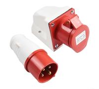 ZWEquipint Ensemble de prise et de prise industrielles 4 cœurs 4P 16 A, 380-415 V, connecteur étanche IP44 avec boîtier ignifuge pour la construction de scène d'usine