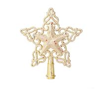 ZWEquipint Étoile de sapin de Noël or rose, 19 cm, design à paillettes, décoration festive traditionnelle en métal, attache en spirale, décoration de vacances, de mariage, de maison, de bureau (doré)
