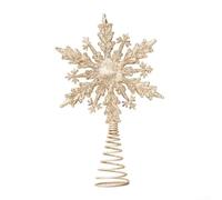 ZWEquipint Étoile de sapin de Noël or rose, 19 cm, design à paillettes, décoration festive traditionnelle en métal, attache en spirale, décoration de vacances, de mariage, de maison, de bureau (doré)