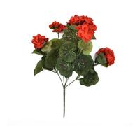 ZWEquipint Géranium artificiel rouge, tissu de soie et plastique, 36 cm de long avec 5 branches, pour décoration de maison, mariage, jardin, magasin, décoration florale rose réaliste (rouge)