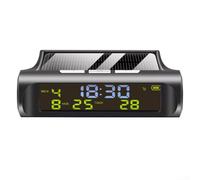 ZWEquipint Horloge et thermomètre de voiture à énergie solaire, affichage numérique multifonction automatique avec moniteur de température, support de tableau de bord en ABS pour intérieur de véhicule