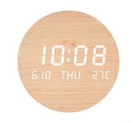 ZWEquipint Horloge murale numérique LED avec affichage de la date et de la température, format silencieux 12/24h, horloge de bureau en PVC ou horloge suspendue pour salon, chambre à coucher, étude